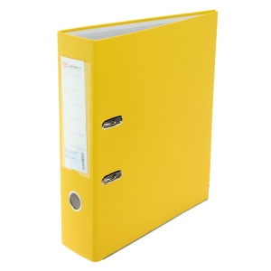 Папка-регистратор LAMARK600 PP 80мм желтый, метал.окантовка/карман, собранный,